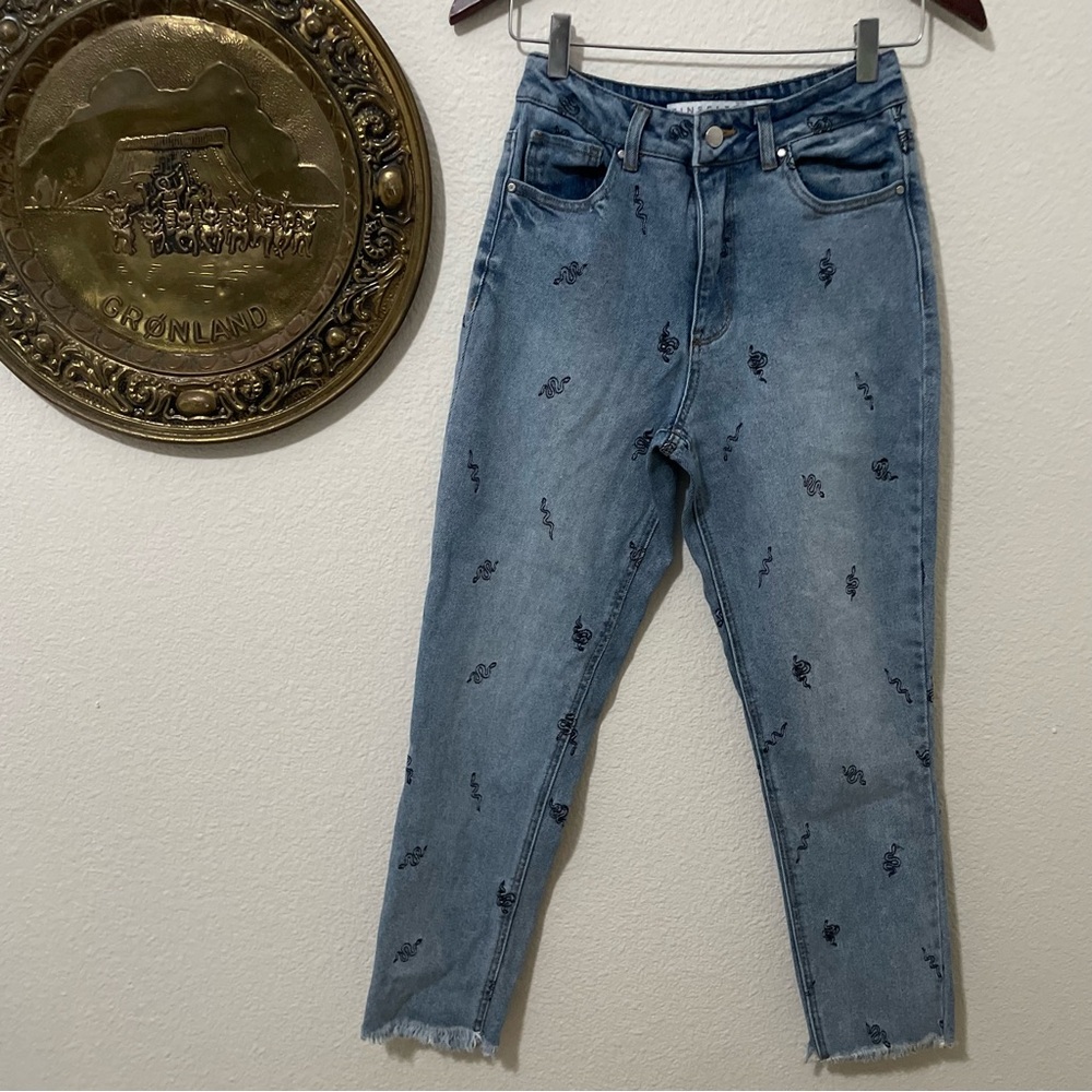 Tinseltown Snake Embroidered Jeans